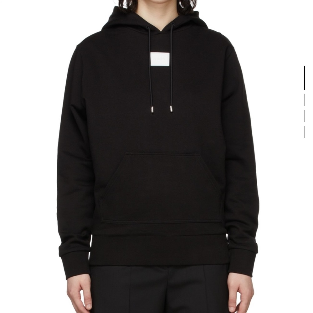 hugo black rubberized logo hoodie